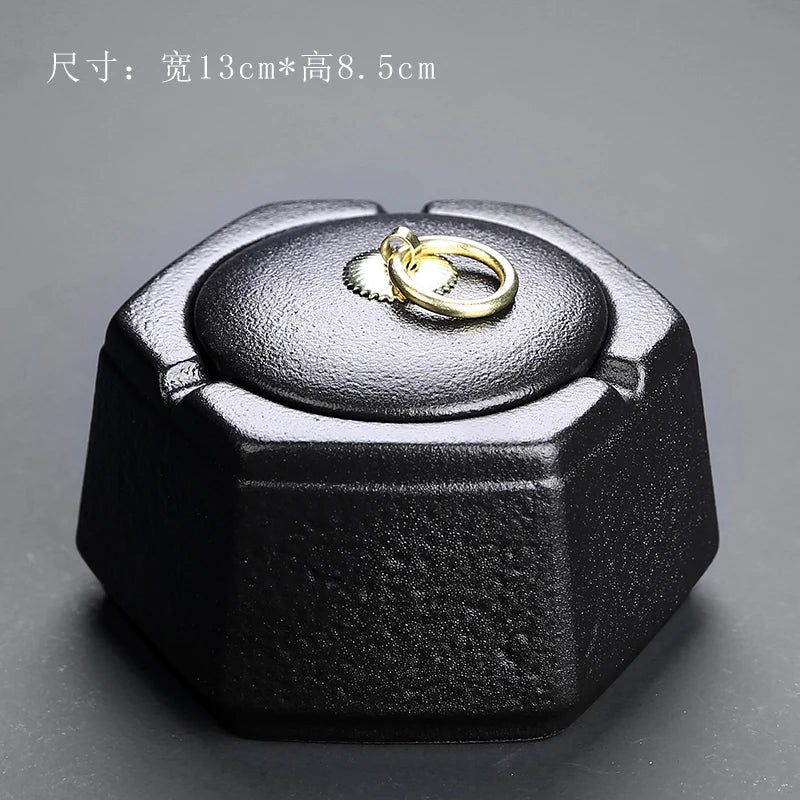 Aschenbecher Mit Deckel Schwarz