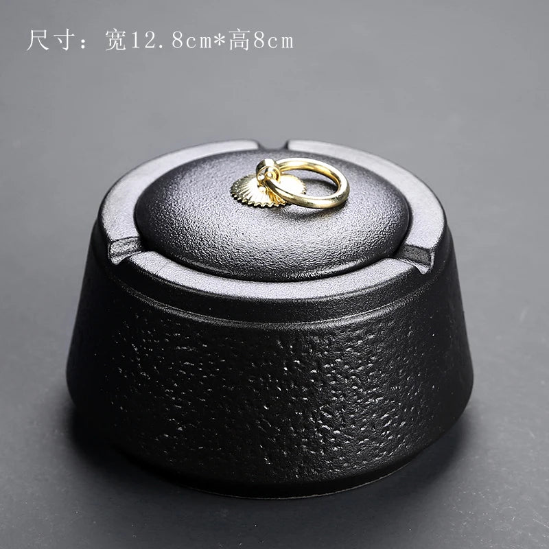 Aschenbecher Mit Deckel Schwarz