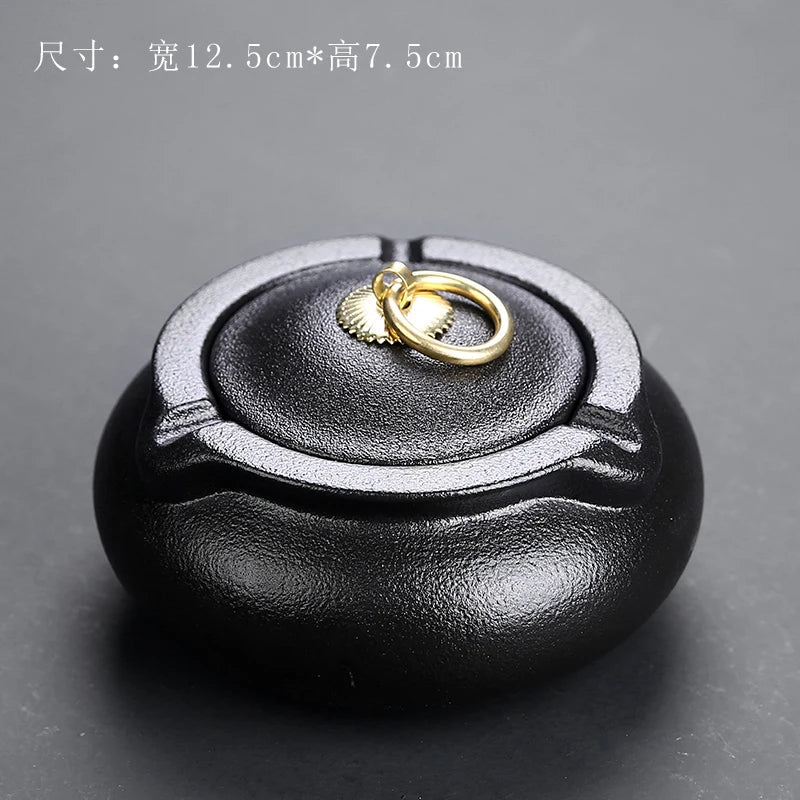 Aschenbecher Mit Deckel Schwarz