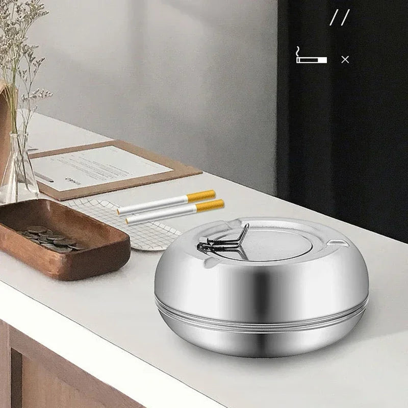 Aschenbecher Mit Deckel Silber