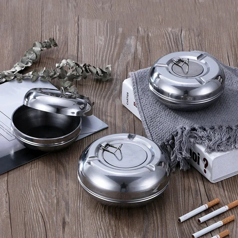 Aschenbecher Mit Deckel Silber